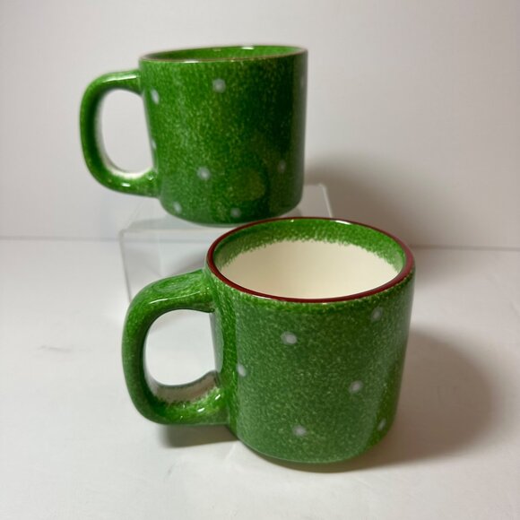 Set of 2 Vintage Macy's The Cellar Christmas Log Cabin Mugs 3.5" Tall - Picture 3 of 6